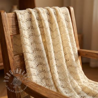 Dzianina swetrowa jacquard LUREX ecru