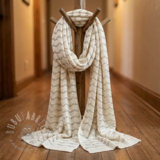 Dzianina swetrowa jacquard LUREX ecru