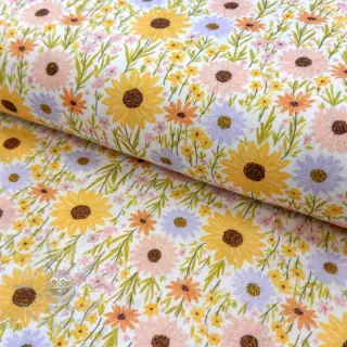 Muślin double gauze Flowers Hot summer digital print