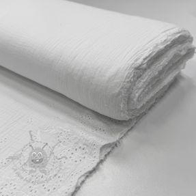 Muślin double gauze BORDER Helene white