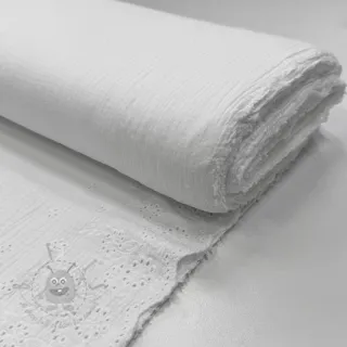 Muślin double gauze BORDER Helene white