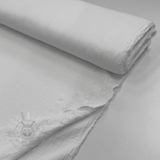 Muślin double gauze BORDER Helene white