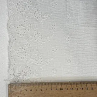 Muślin double gauze BORDER Helene white