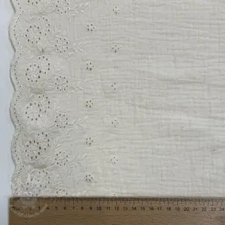 Muślin double gauze BORDER Helene natural