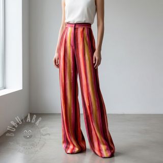 Wiskoza RADIANCE Stripes burgundy digital print