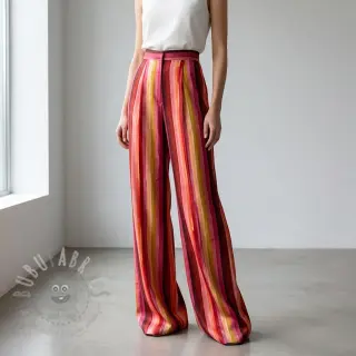 Wiskoza RADIANCE Stripes burgundy digital print