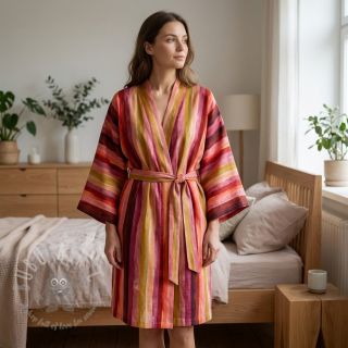 Wiskoza RADIANCE Stripes burgundy digital print