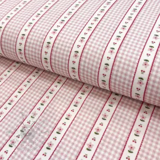 Muślin double gauze Flowers check pink digital print