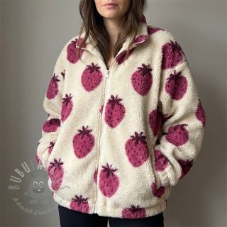 Tkanina płaszczowa TEDDY JACQUARD Strawberries