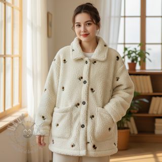 Tkanina płaszczowa TEDDY JACQUARD EMBROIDERY Sunflower