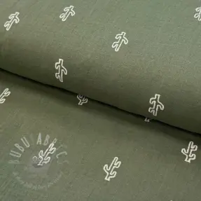 Muślin double gauze EMBROIDERY Cactus green