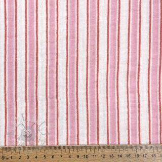 Muślin double gauze YARN DYED Stripe in stripe pink