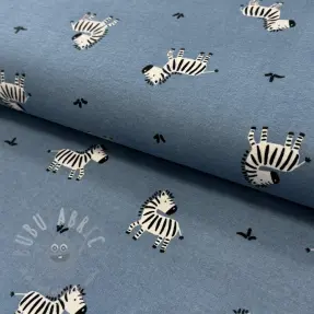 Bawełniana tkanina FLANNEL Zebras blue