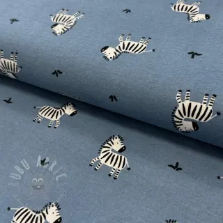 Bawełniana tkanina FLANNEL Zebras blue