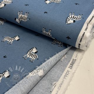 Bawełniana tkanina FLANNEL Zebras blue