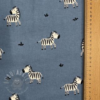 Bawełniana tkanina FLANNEL Zebras blue
