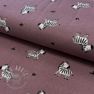 Bawełniana tkanina FLANNEL Zebras mauve