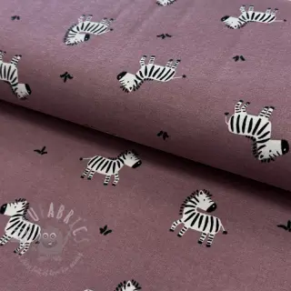 Bawełniana tkanina FLANNEL Zebras mauve
