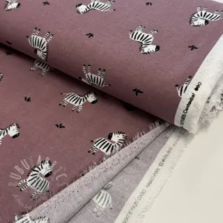 Bawełniana tkanina FLANNEL Zebras mauve