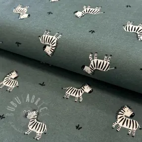 Bawełniana tkanina FLANNEL Zebras green