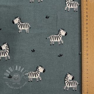 Bawełniana tkanina FLANNEL Zebras green
