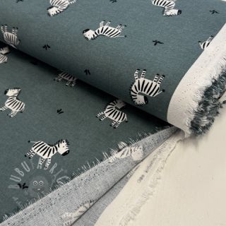 Bawełniana tkanina FLANNEL Zebras green