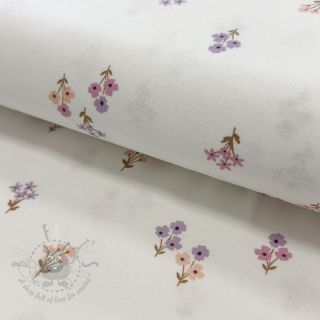 Bawełniana tkanina FLANNEL Flowers white