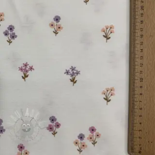 Bawełniana tkanina FLANNEL Flowers white