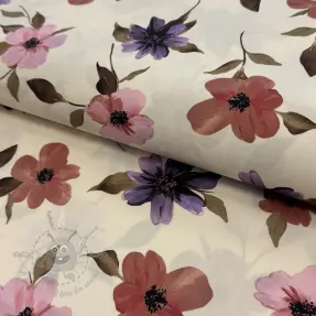 Bawełniana tkanina VISCOSE Flowers offwhite digital print