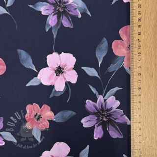 Bawełniana tkanina VISCOSE Flowers navy digital print