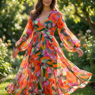 Wiskoza ECOVERO Flowers multi digital print