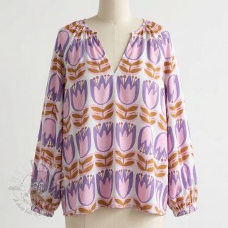 Wiskoza ECOVERO Flowers Celia white