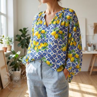 Bawełniana tkanina VISCOSE Lemons digital print