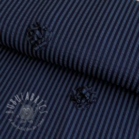 Wiskoza YARN DYED Stripes and flowers navy