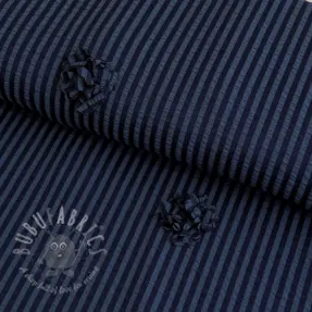 Wiskoza YARN DYED Stripes and flowers navy