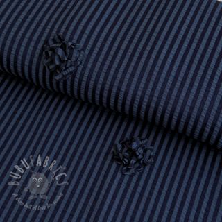 Wiskoza YARN DYED Stripes and flowers navy