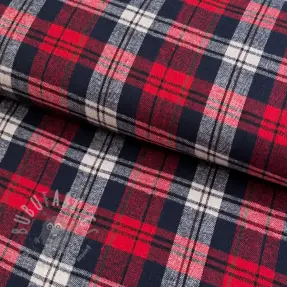 Wiskoza Scottish Check YARN DYED BRUSHED Atlas red