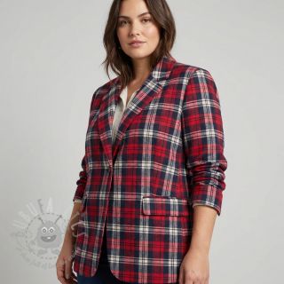 Wiskoza Scottish Check YARN DYED BRUSHED Atlas red