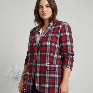 Wiskoza Scottish Check YARN DYED BRUSHED Atlas red