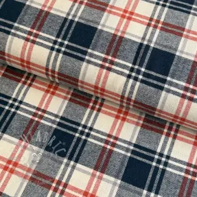 Bawełniana tkanina YARN DYED BRUSHED Check Mia navy