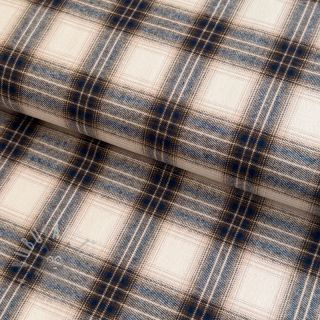 Bawełniana tkanina YARN DYED BRUSHED Check Tim beige