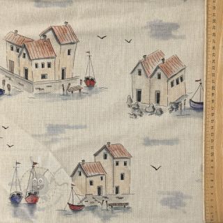 Tkanina dekoracyjna Linenlook Seaside House View digital print