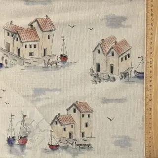 Tkanina dekoracyjna Linenlook Seaside House View digital print