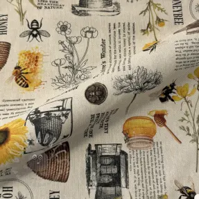 Tkanina dekoracyjna Linenlook Bee Honey Recipe digital print