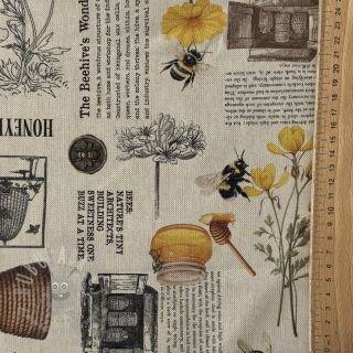 Tkanina dekoracyjna Linenlook Bee Honey Recipe digital print