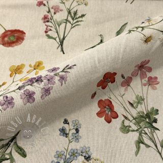 Tkanina dekoracyjna Linenlook Delicate Floral Field digital print