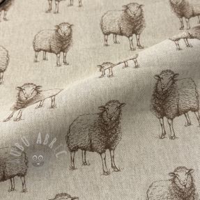 Tkanina dekoracyjna Linenlook Pen Drawing Sheep digital print