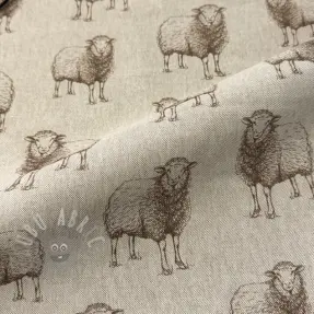 Tkanina dekoracyjna Linenlook Pen Drawing Sheep digital print