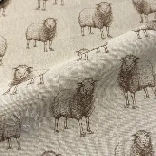 Tkanina dekoracyjna Linenlook Pen Drawing Sheep digital print