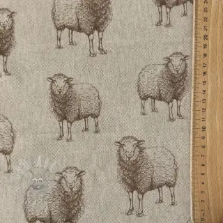 Tkanina dekoracyjna Linenlook Pen Drawing Sheep digital print